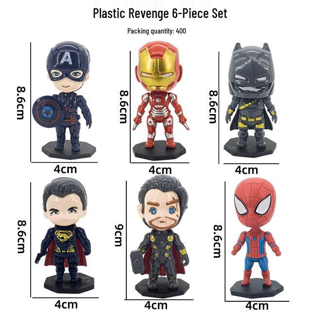 Q Avengers & Superman Ornaments: Spider-Man, Iron Man, Thor, Captain America Anime Cake Figures