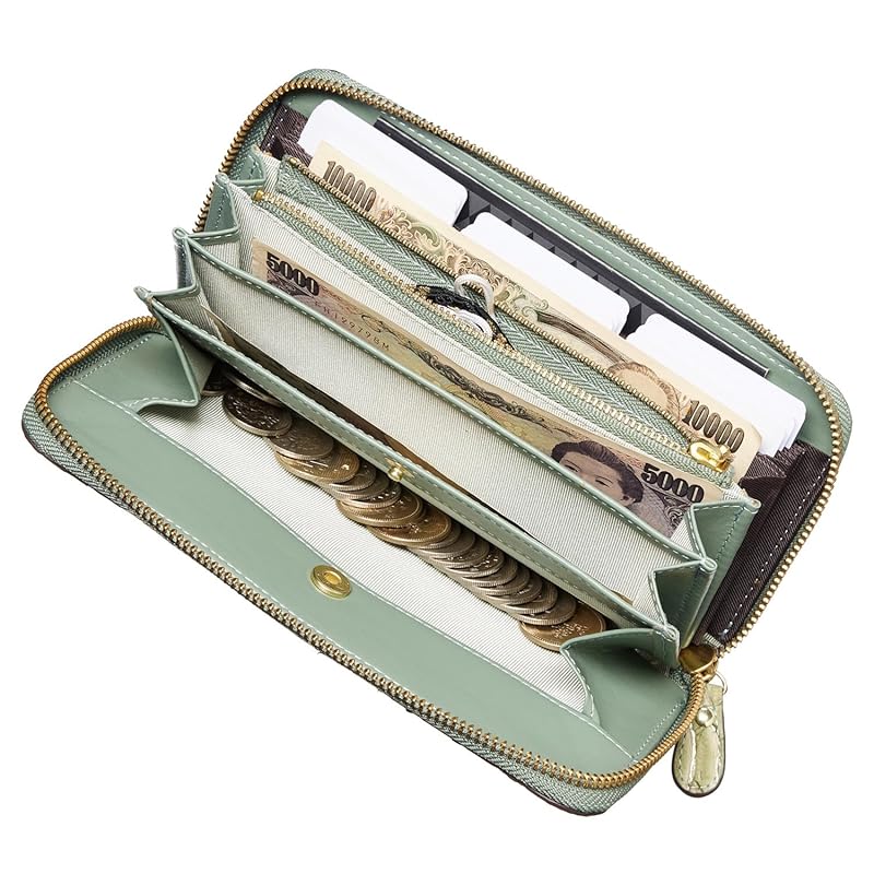 [HENLY COAT] Made in Italy cowhide Anaconda Diamantina ladies round zipper long wallet wallet money luck up feng shui money luck wallet present for