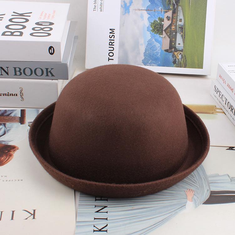 Meier Autumn and winter Korean version trend imitation wool styling small round hat, British retro top hat, round hat for men and women