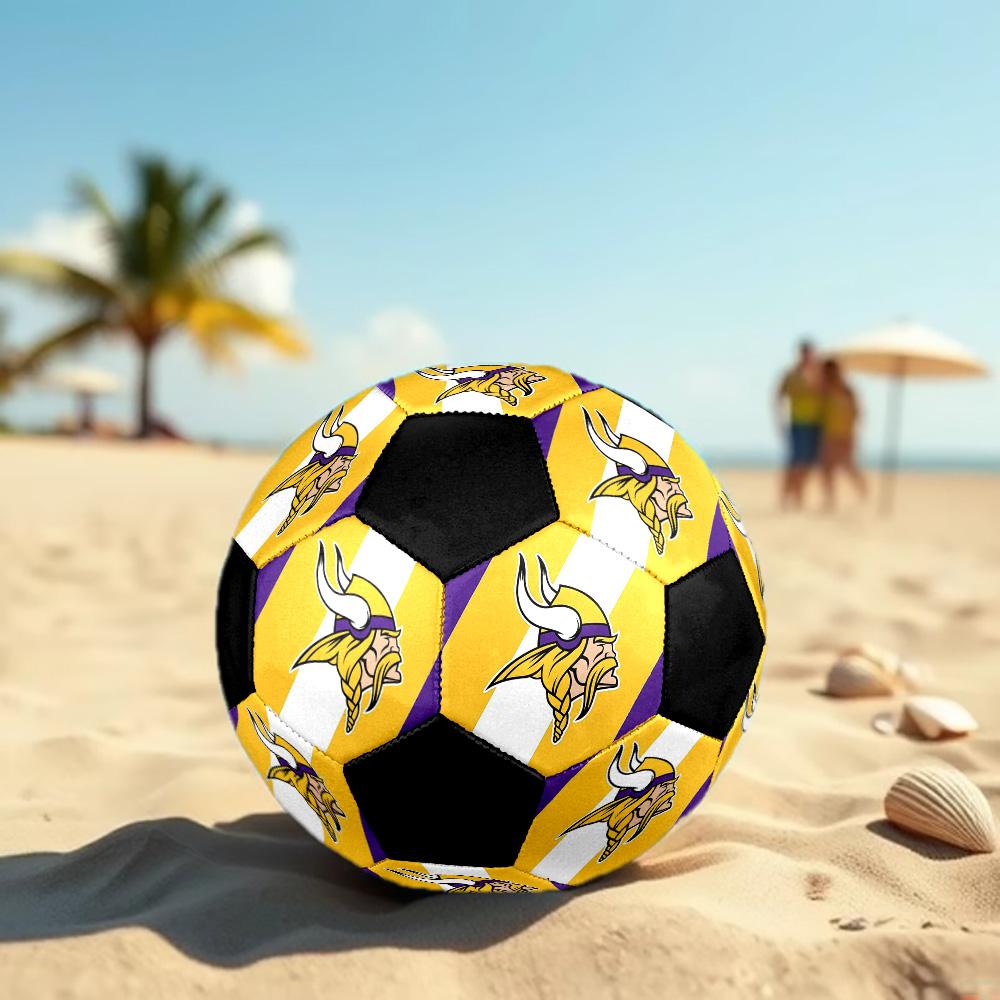 Minnesota Vikings2 Soccer Ball Colorful All Ages Machine Stitched PVC Competition Ready Durable High-Bounce.SIZE5