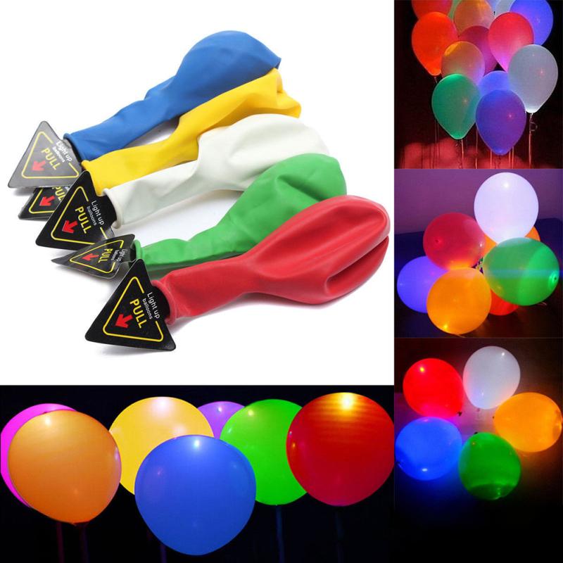 5pcs Latex Light Up Balloons With Led Lights Flashing Balloons For Birthday Wedding Celebration