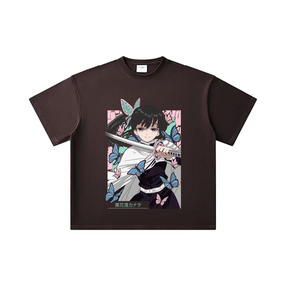 260 GSM Double Yarn 32 Count 100% Cotton Demon Slayer V98 Kanao Print Unisex Heavy Cotton T Shirt