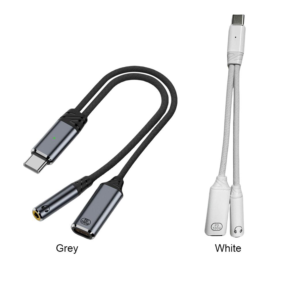 

2 в 1 Type C - Aux шнур с PD 100 Вт быстрая зарядка для iPhone 16 15 серый