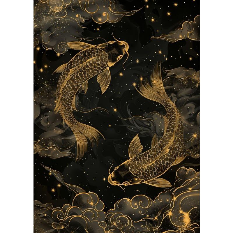 Japanese Colorful Carp Koi Fish Posters and Prints Canvas Printing Retro Wall Art Picture for Living Room Home Decor Gifts