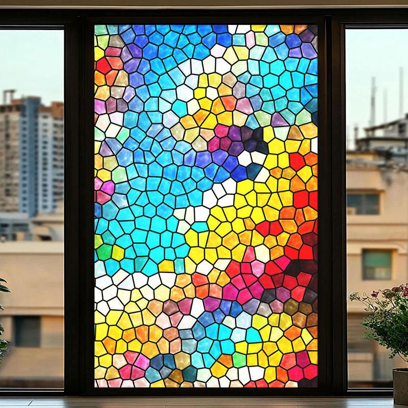 European Style Retro Glass Film,electrostatic Frosting, Adhesive Free Art Painting Privacy Protection Window Film Stained Glass