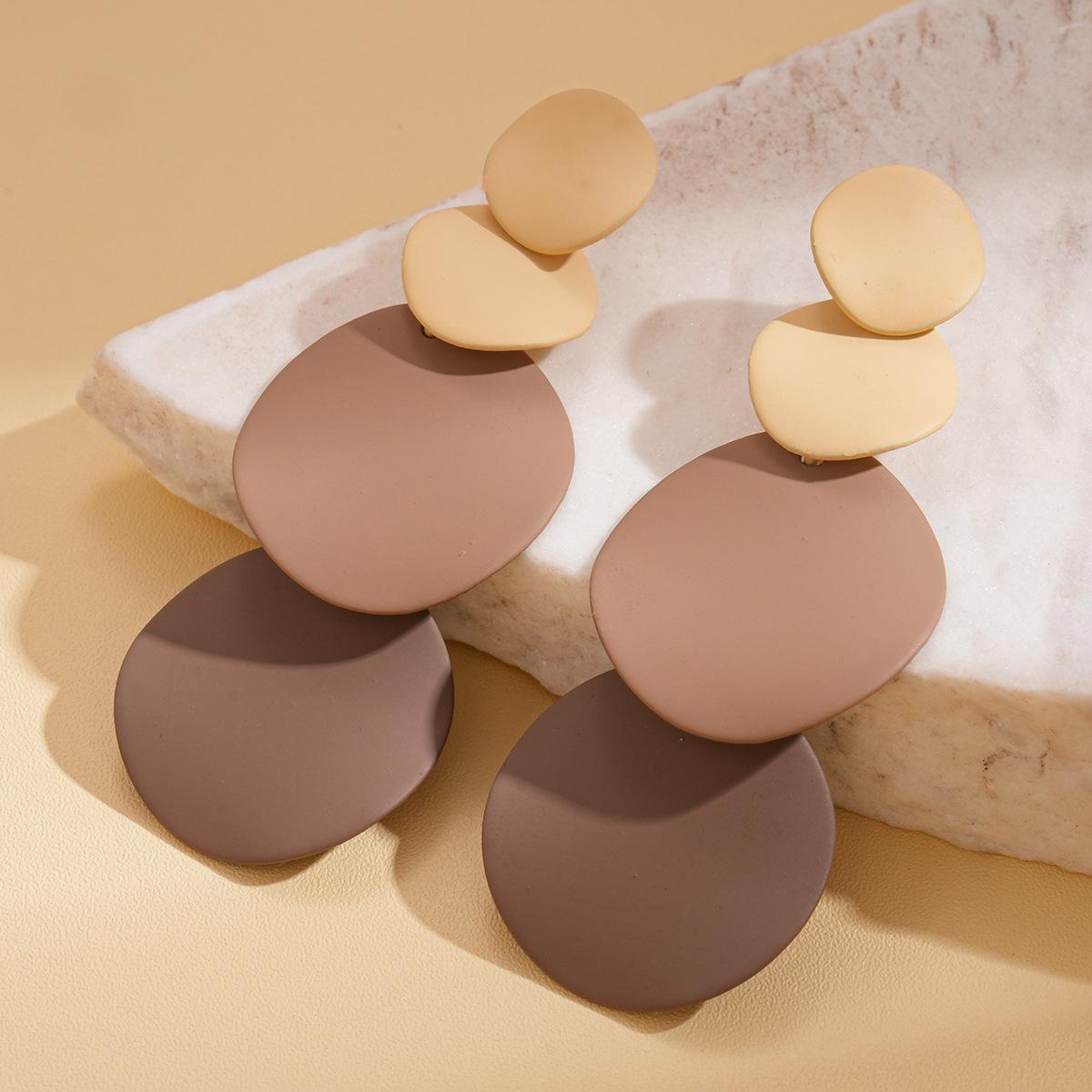 Spray paint irregular geometric round steel needle earrings personalized earrings