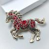 Enamel Horse Shape Brooch with Sparkling Rhinestones Details Versatile Zinc Alloy Pin Jewelry for Gift Giving