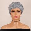 XINRAN Grey Ombre Short Hair Wigs Fluffy Pixie Cut Synthetic Heat Resistant Fiber Wig for Women Cosplay Daily Wear