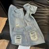 American Hot Girl Slimming Ripped Wide-Leg Summer Denim Pants