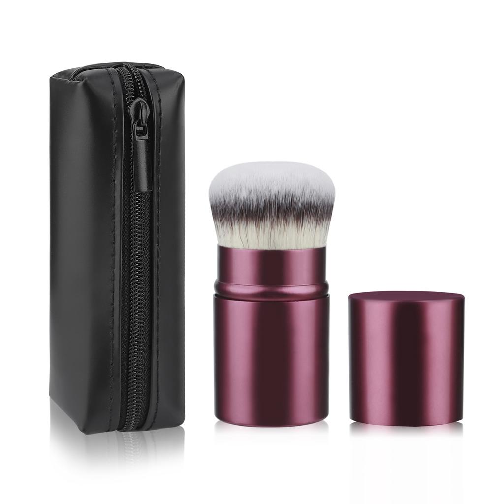 2pcs short handle retractable foundation brush without powder + retractable brush storage bag easy to store and portable