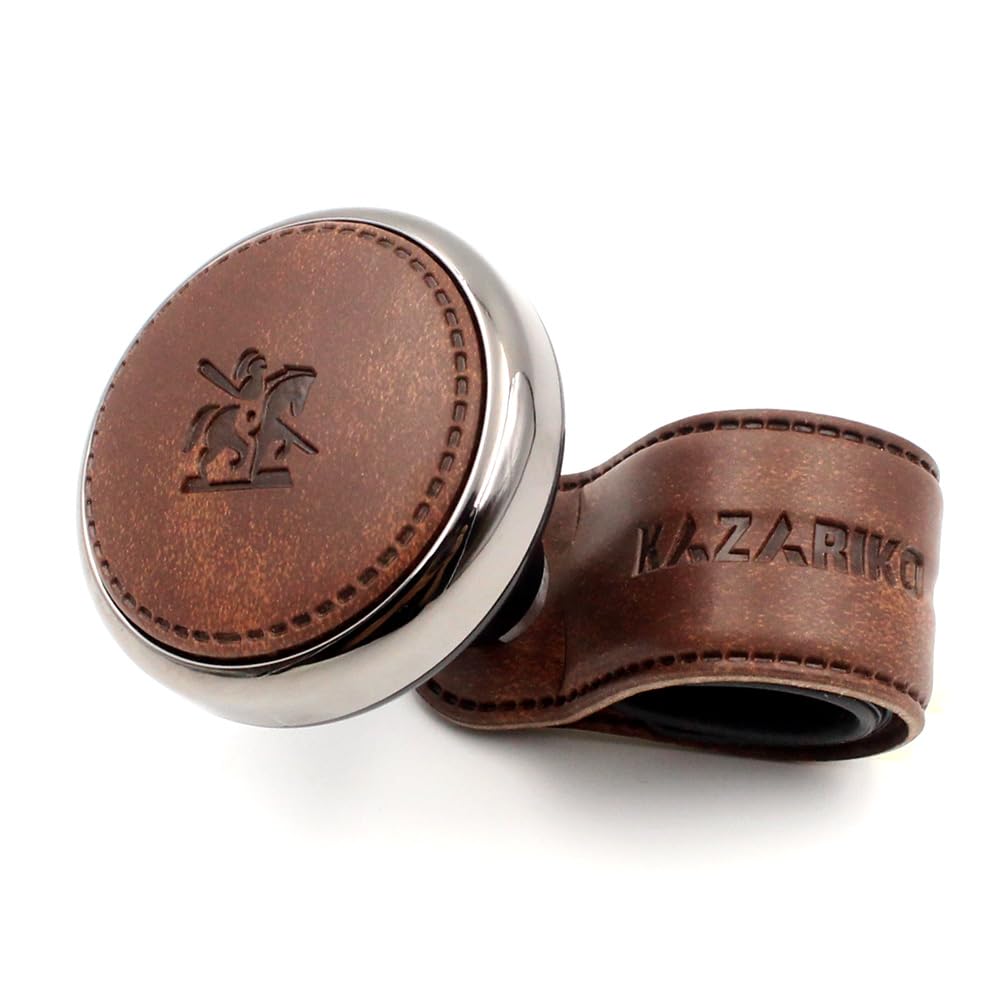 

KAZARIKO DARK BROWN Handle, Spinner, Steering Knob, Leather, Leather, Bearing Structure, Truck, Passenger Car, Mini Vehicle, Parallel Imported коричневий