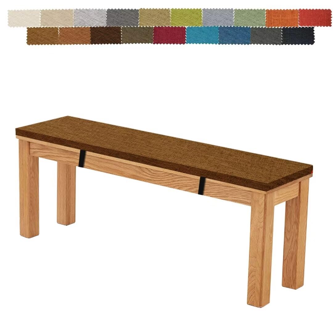 

Firsttry Dining Bench Cushion, Long Seat Cushion for Chairs, 150*35*5cm, High-Density Memory Foam, High Rebound, Washable Cover, with Straps, Square S