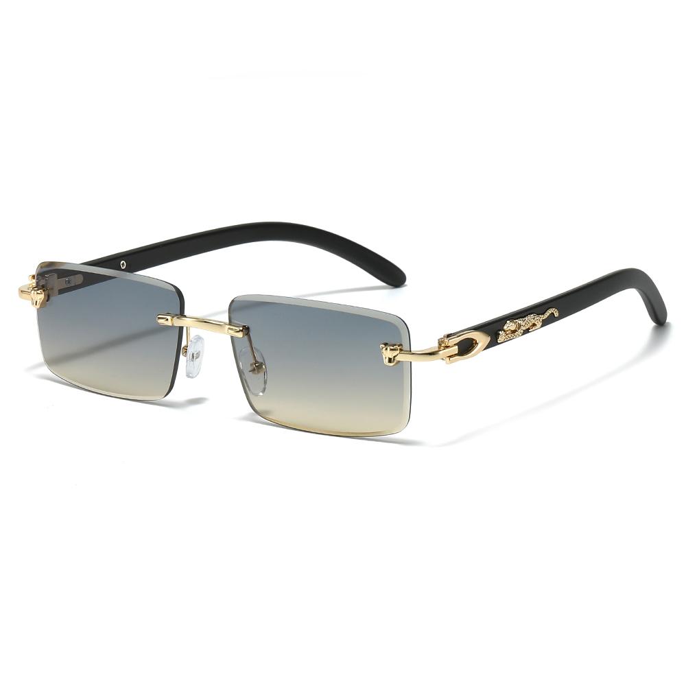 Fashion Cheetah Retro Sunglasses Ocean Lens UV400 Rimless Shades Clear Sun Glasses for Women & Men