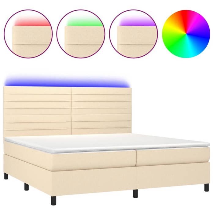 Maison Exclusive - Sommier à lattes de lit et matelas et LED Crème 200x200cm Tissu