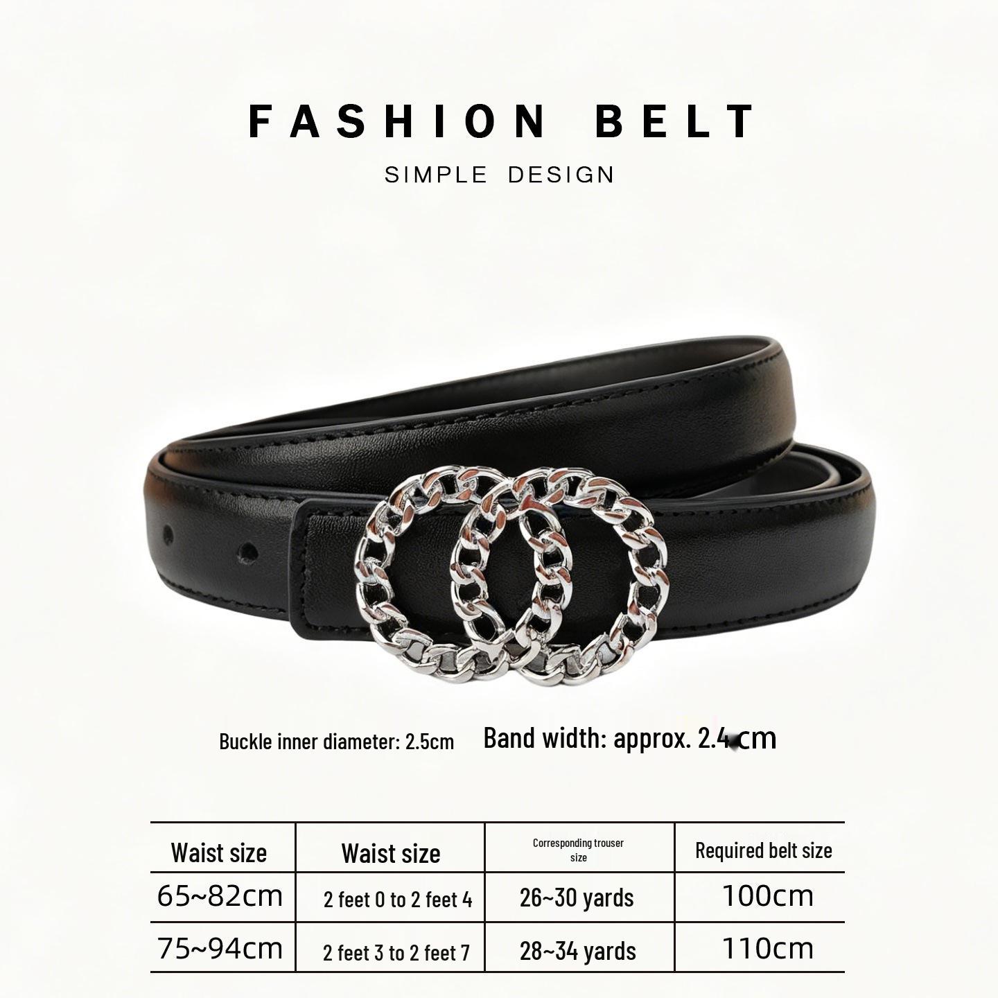 2026 Trendy Women s Double Loop Hollow Buckle Belt – Fashionable Decorative Waistband for Jeans 110cm
