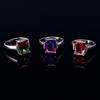 FCGJHW Multicolor Large Rectangular 10*14MM Tourmaline Craft Zircon Ring Female Engagement Wedding Party Jewelry Anniversary