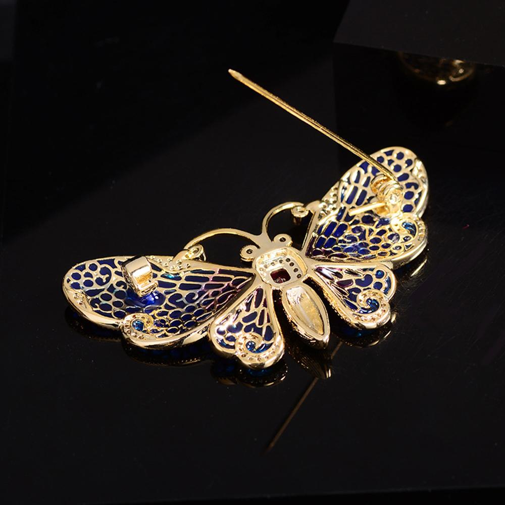 Gold Tone Enamel Butterfly Brooch Pin Crystal Rhinestone Brooches Wedding Gifts