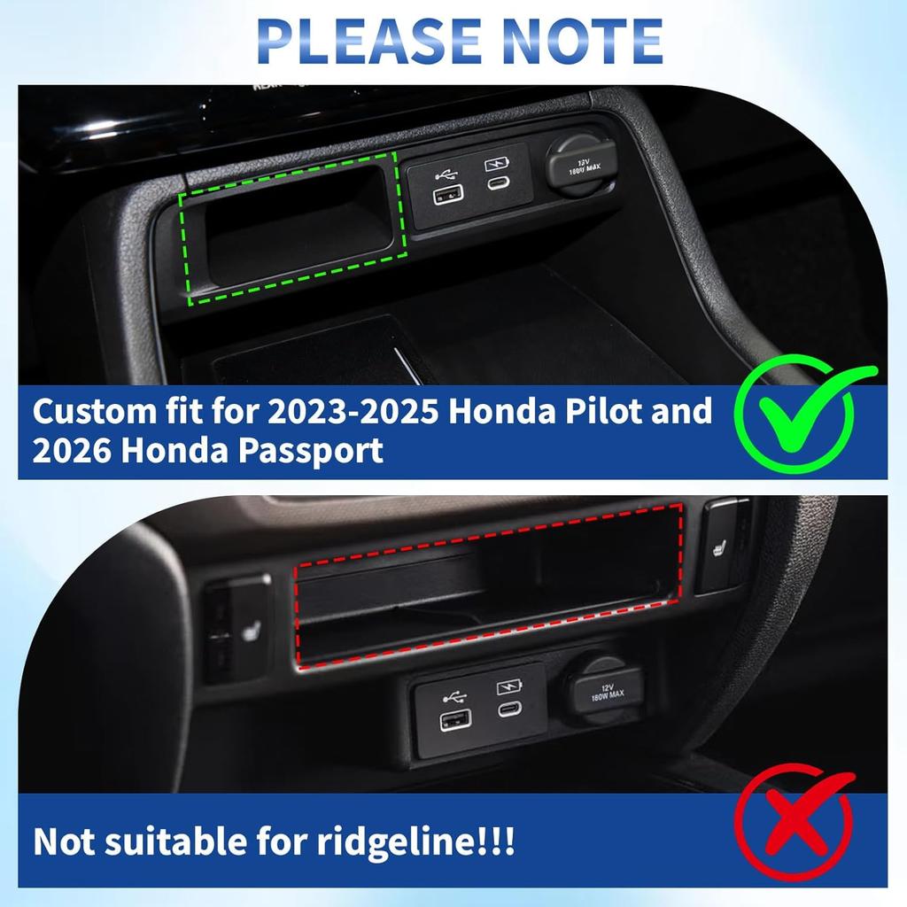 Storage Drawer Tray Fit For  2024 2025 Honda Pilot/2026 Honda Passport Accessories - Center Console Organizer Secret Compartment Storage Box Interior