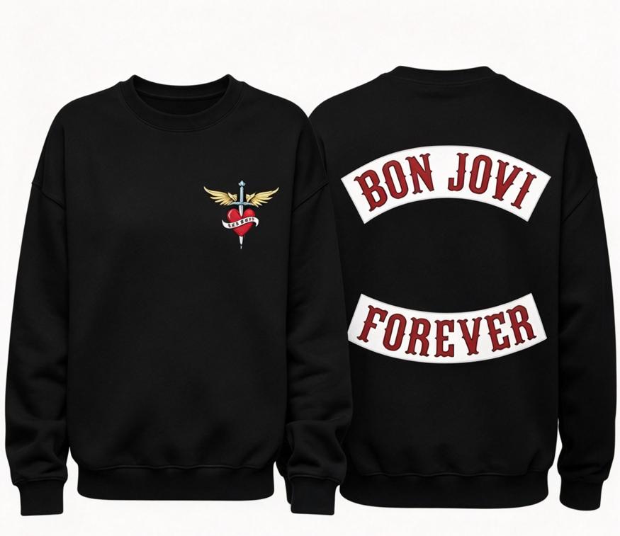 tribute to Bon Jovi rock band graphic vintage badge print hoodie 2D pullover sweatshirt retro fan streetwear for men women 2026