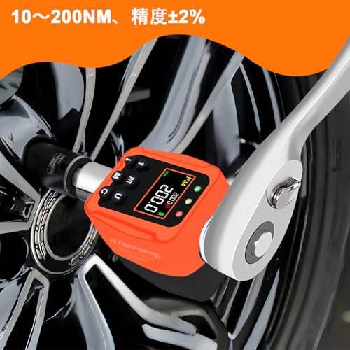 ATsafepro 1/2" Digital Torque Meter 10-200 Nm, 1/2" Drive + 3/8" & 1/4" Adapter, ±2% Accuracy, 5 Units, Preset Torque Wrench Tool, for Automotive Repa