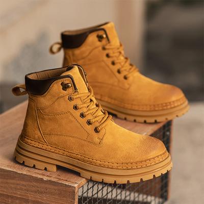 Herrenstiefel Herbst Neue High-Top-Wanderstiefel Britische Version Dickbesohlte Herren-Sneakers Schnüren Anti-Rutsch-Motocross-Stiefel