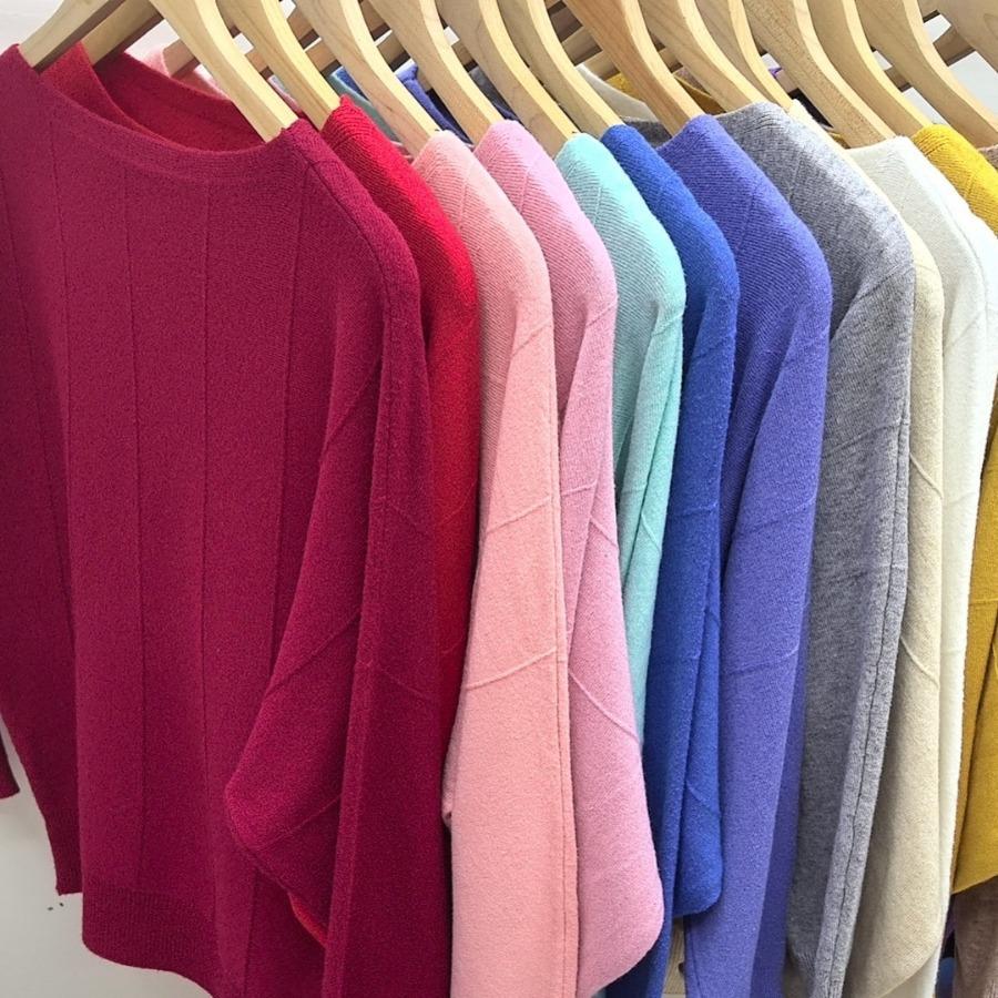 Dámský svetr s netopýřím rukávem, volný a líný styl, pletený svetr, jednobarevný, ležérní svetr, podzim a zima