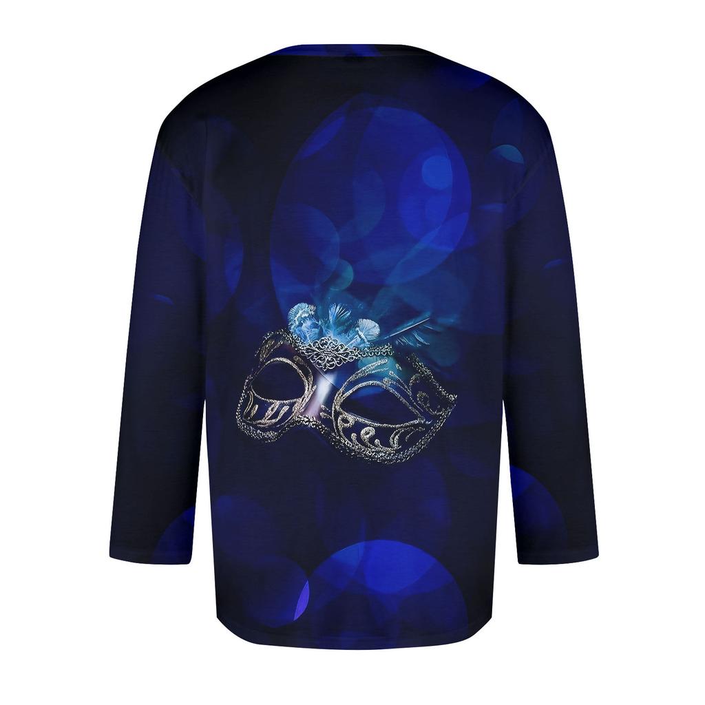 Men's Round Neck Seven Quarter Sleeve Top T-shirt, Men's Casual Loose Seven Quarter Sleeve