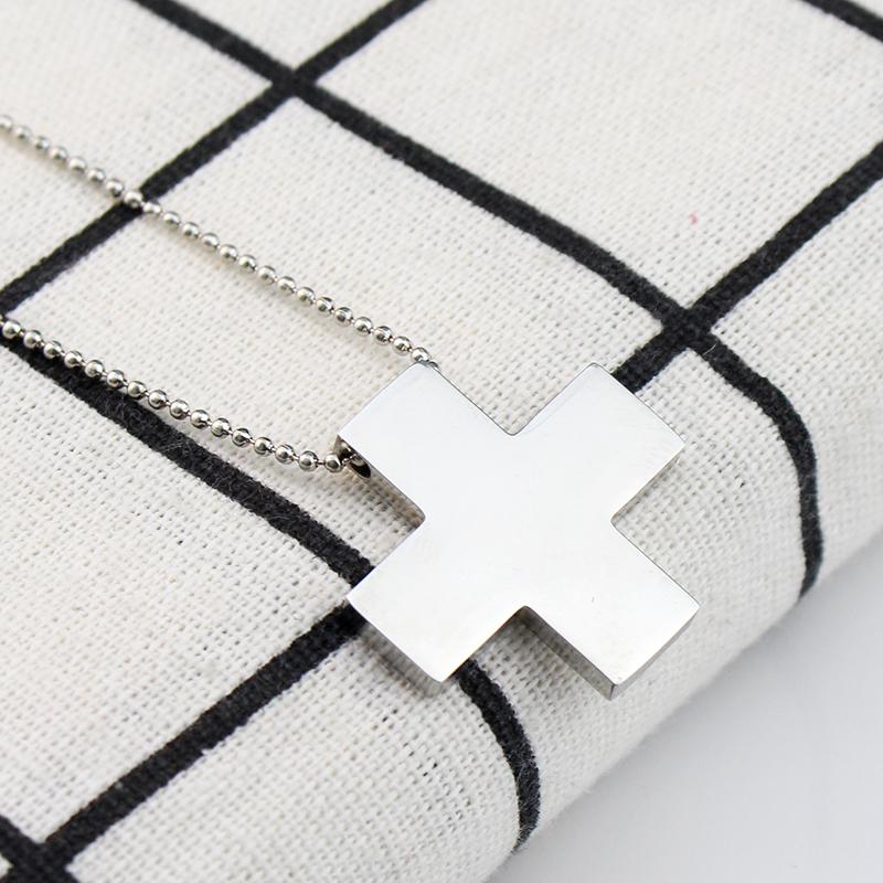 Stainless Steel Cross Pendant Anime EVA Katsuragi Misato Necklace for Women Cosplay Jewelry Beads Chain Charms Amulet Necklaces