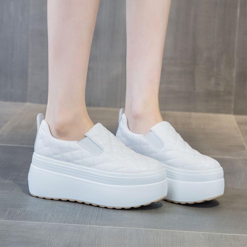 Fashion 8CM Platform Wedge Skateboarding Shoes Spring Autumn Walking Sneakers Chunky Shoes Genuine Leather for Women Vulcanize Fashion