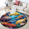 Ocean Fishes Round Area Rug,Carpet Rug for Living Room Bedroom Sofa Playroom Decor,Non-slip Floor Mat