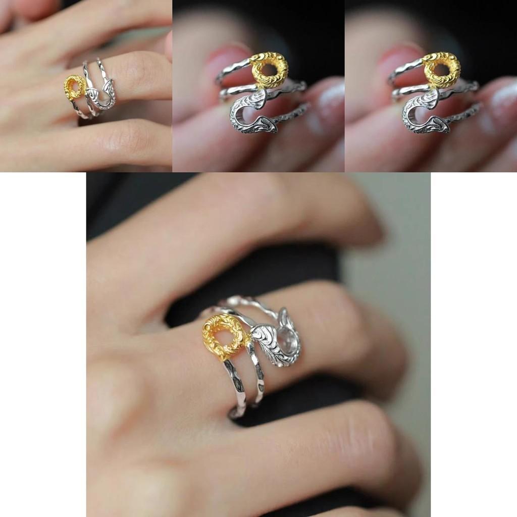 Eleganter Vintage Damast Muster Kupferring für Damen Verstellbare Größe Modeaccessoire