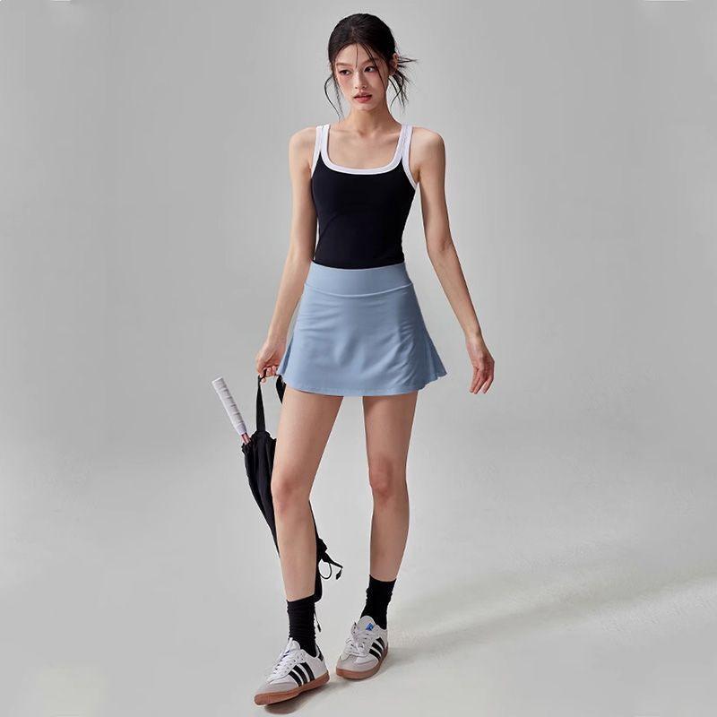 Women's Dopamine Summer Sports Set: Quick-Drying Vest & Anti-Exposure Skirt for Badminton, Tennis, and Running