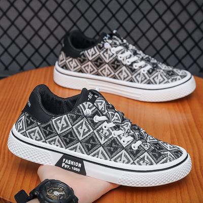 Pánské boty léto nové plátěné boty pánské retro potisk móda prodyšné pohodlné plátěné boty s měkkou podrážkou ležérní boty