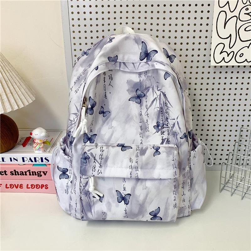 Schoolbag Chinese style printed women's backpack fashion printed leisure student schoolbag daily commute versatile small backpack