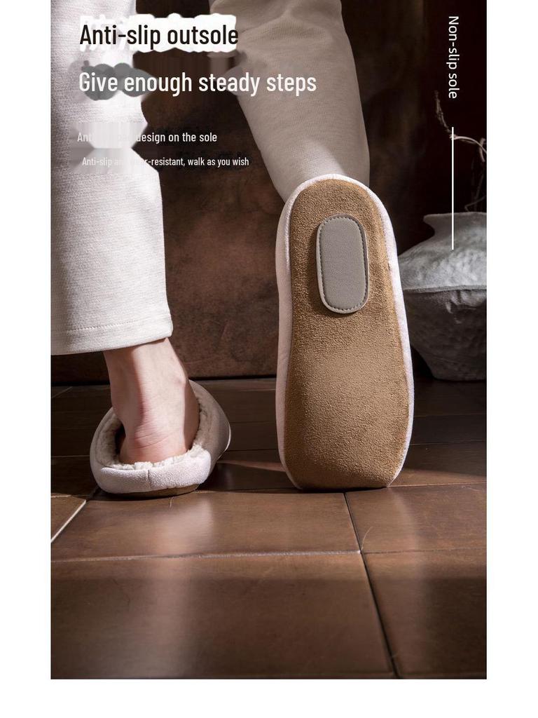 Dámské a pánské zimní bavlněné pantofle na podpatku: Tichá, měkká sametová podrážka z jelenice, ideální na dřevěné podlahy, hřejivý design pro dvojí použití.