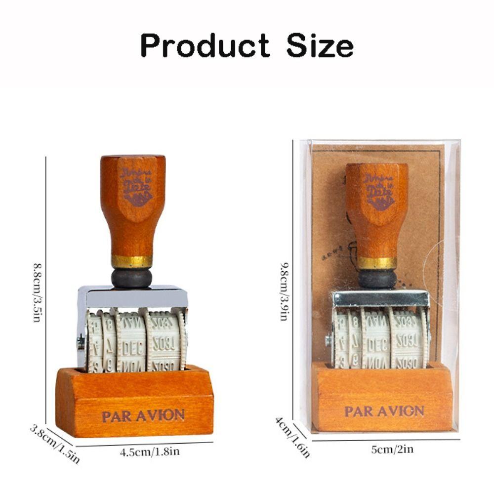 Retro Wooden Roller Date Seal 2 Styles Adjustable Date Adjustable Year Month Day Stamp Wooden Handle Roller Design