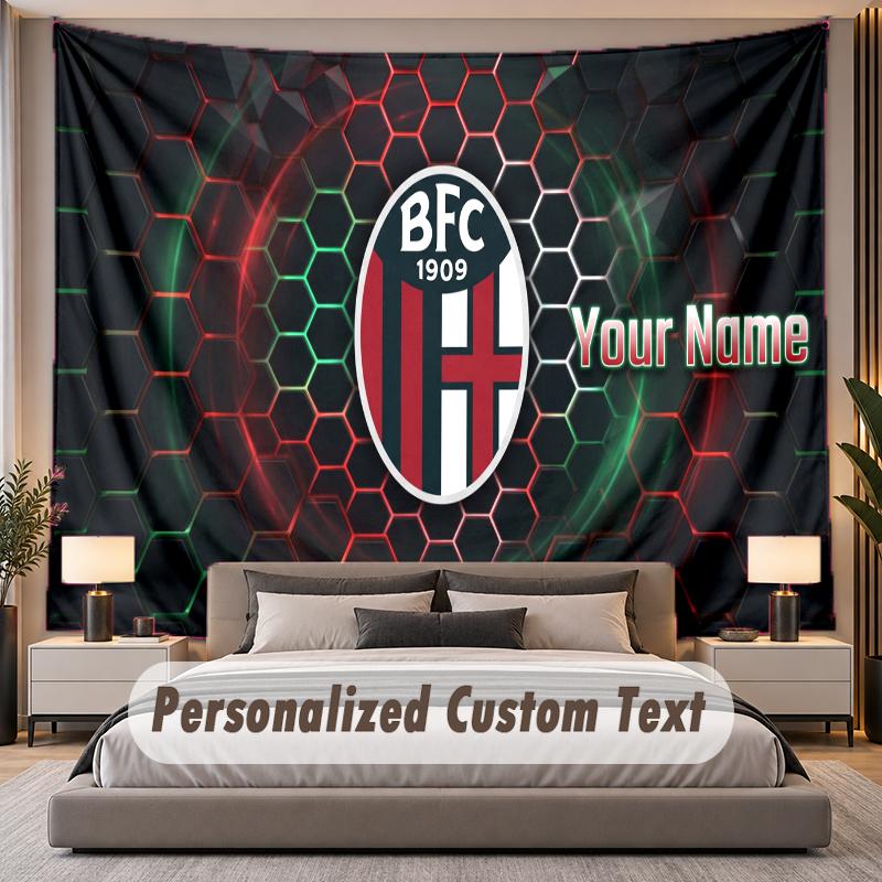 Custom Name Text Tapestry Bologna FC Personalized Polyester Wall Tapestry For Bedroom And Room