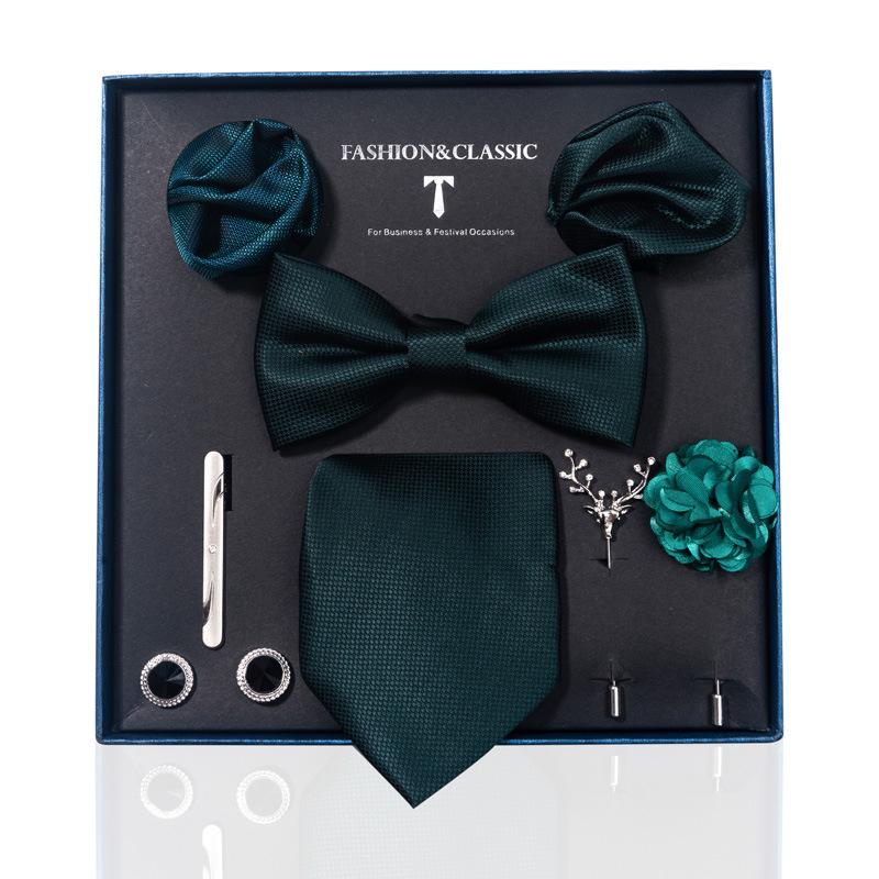 Luxury Groom Tie, Pocket Square & Boutonniere Gift Set for Weddings