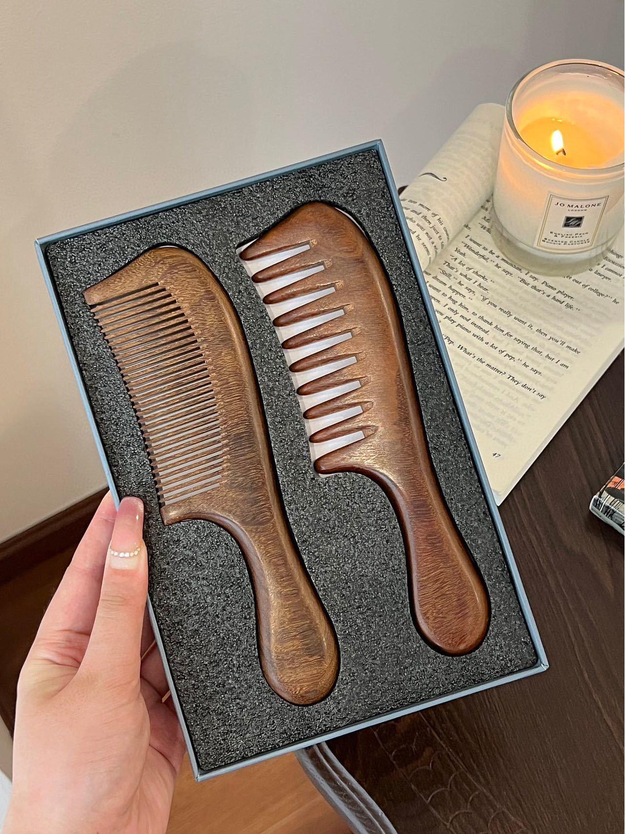 

Подарочный набор деревянных расчесок Imylan Yunshuanghua - Массажная расческа с широкими и мелкими зубьями для парикмахерского искусства и стимуляции меридианов