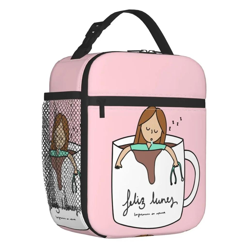 Cartoon Ladies Nurse Doctor Printed Portable Lunch Box for Women Multifunction Cooler Thermal Food Insulated Lunch Bag
