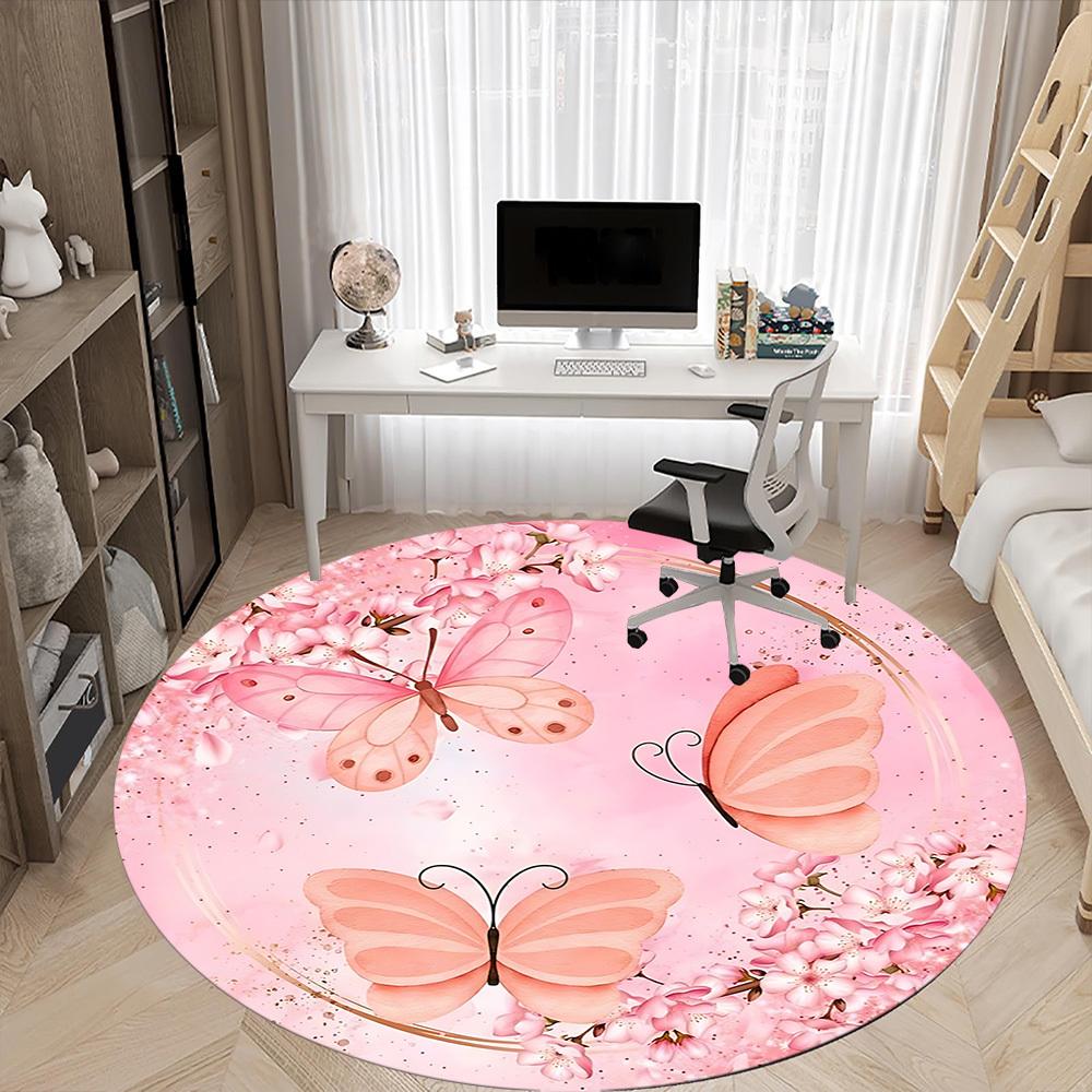 1pc Butterflies Flowers Carpet for Office, Non-slip, Soft and Durable Office Rug, Perfect for Office yy260128025