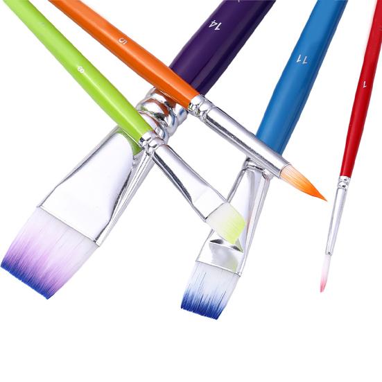 Brushes with Non-slip Handle 5Pcs/Set Paint Brush for Face Body Painting, Nylon Bristle Beginners Painting Handle, Professional Oil Gouache