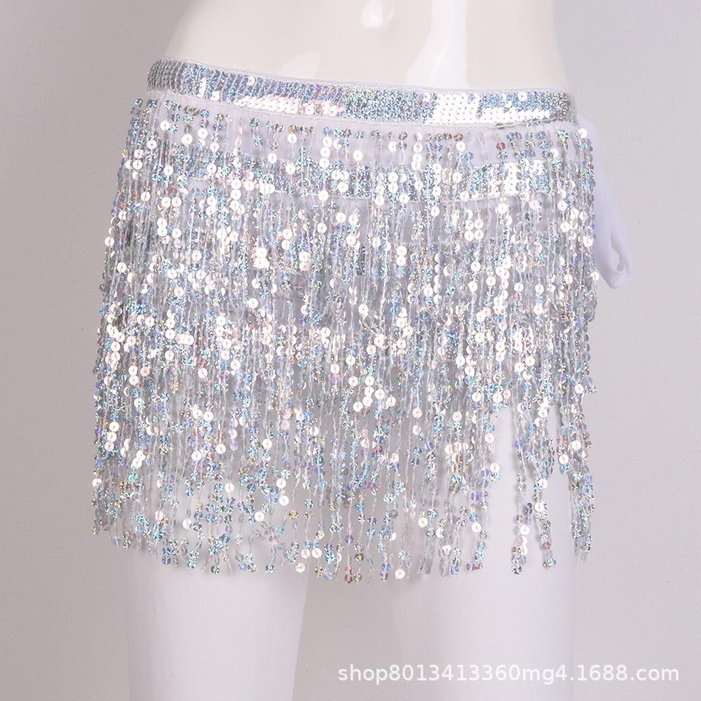 Meier Halloween belly dance hip scarf performance sequin tassel waist chain bohemia waist scarf sexy one piece skirt