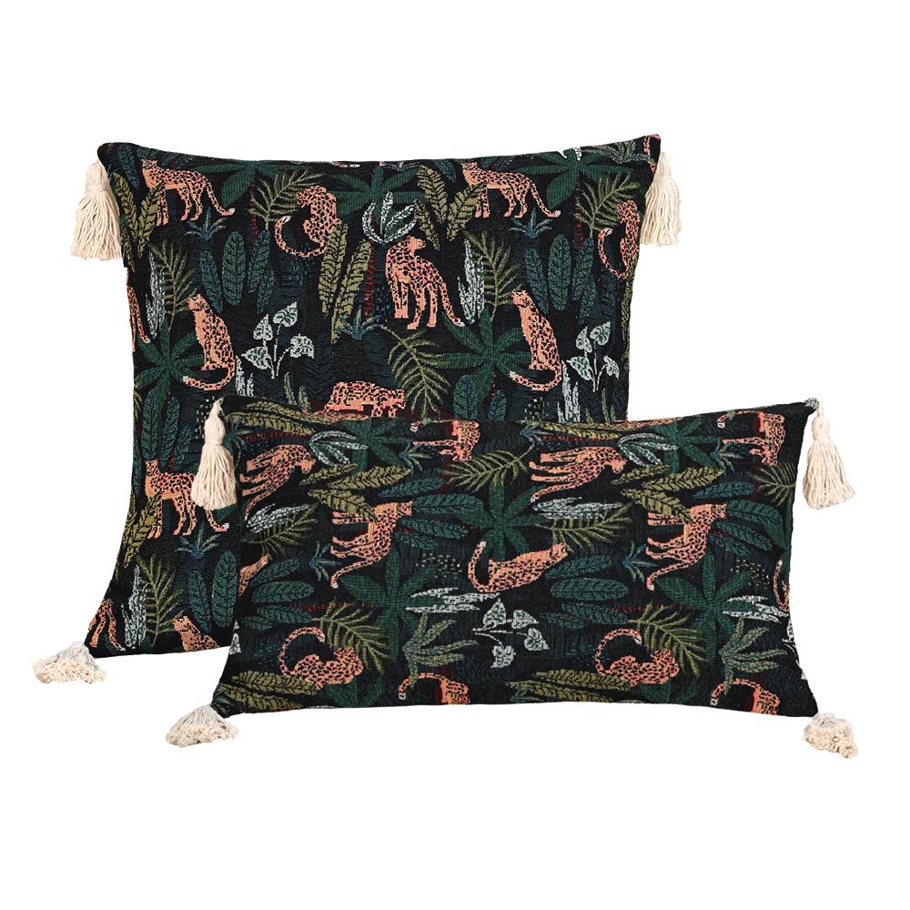 Retro European Style Cotton Linen Flower Cushion Pillowcase Living Room Sofa Backrest High Precision Jacquard Cushion Cover