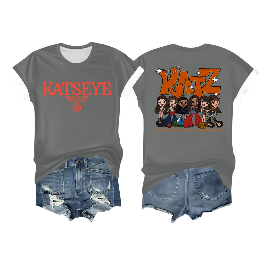 Women's Casual Printed T-shirt Round Neck Pullover Short Sleeve Top