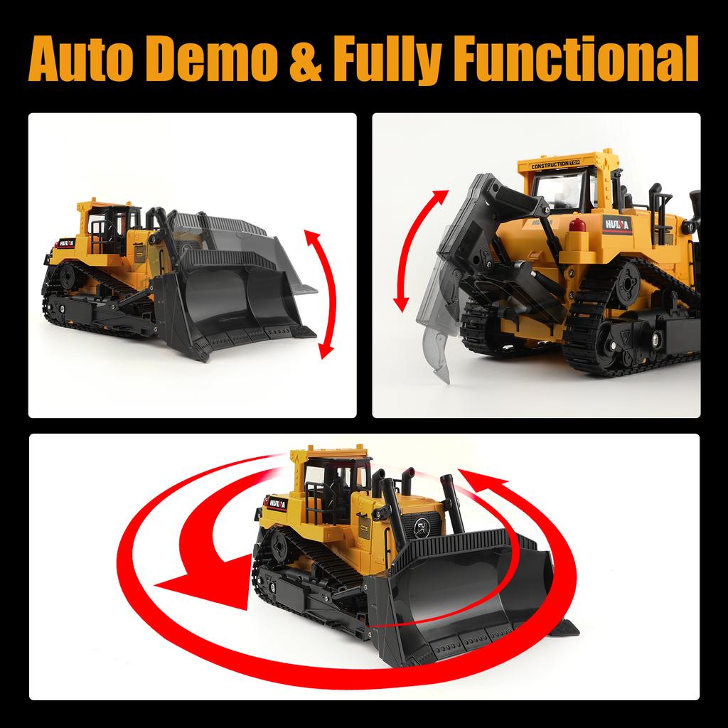 Huina1:Bulldozer télécommandé 16 1554 11 canaux, véhicule électrique robuste pour enfants, jouet, cadeaux pour enfants