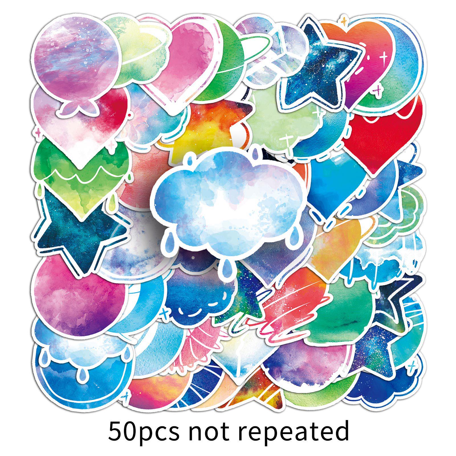 50 Original Watercolor INS Style Cartoon Stickers for Journaling, Deco, and DIY
