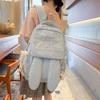 Schoolbag Sea Salt Blue Vertical Stripe Rabbit Ear Backpack Star Junior High School School Bag Women's Leisure Travel Lace Backpack