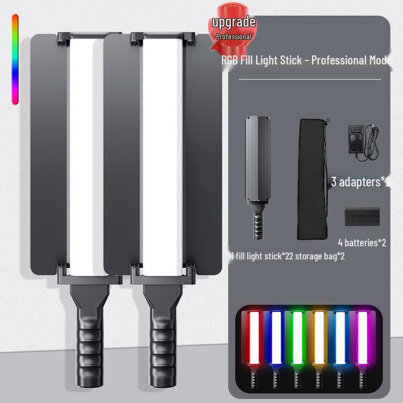 RGB Handheld LED Fill Light Stick with Barn Doors for Professional Outdoor Portrait Photography