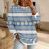 Women's Casual Christmas Print Long Sleeve Pullover with Round Neck